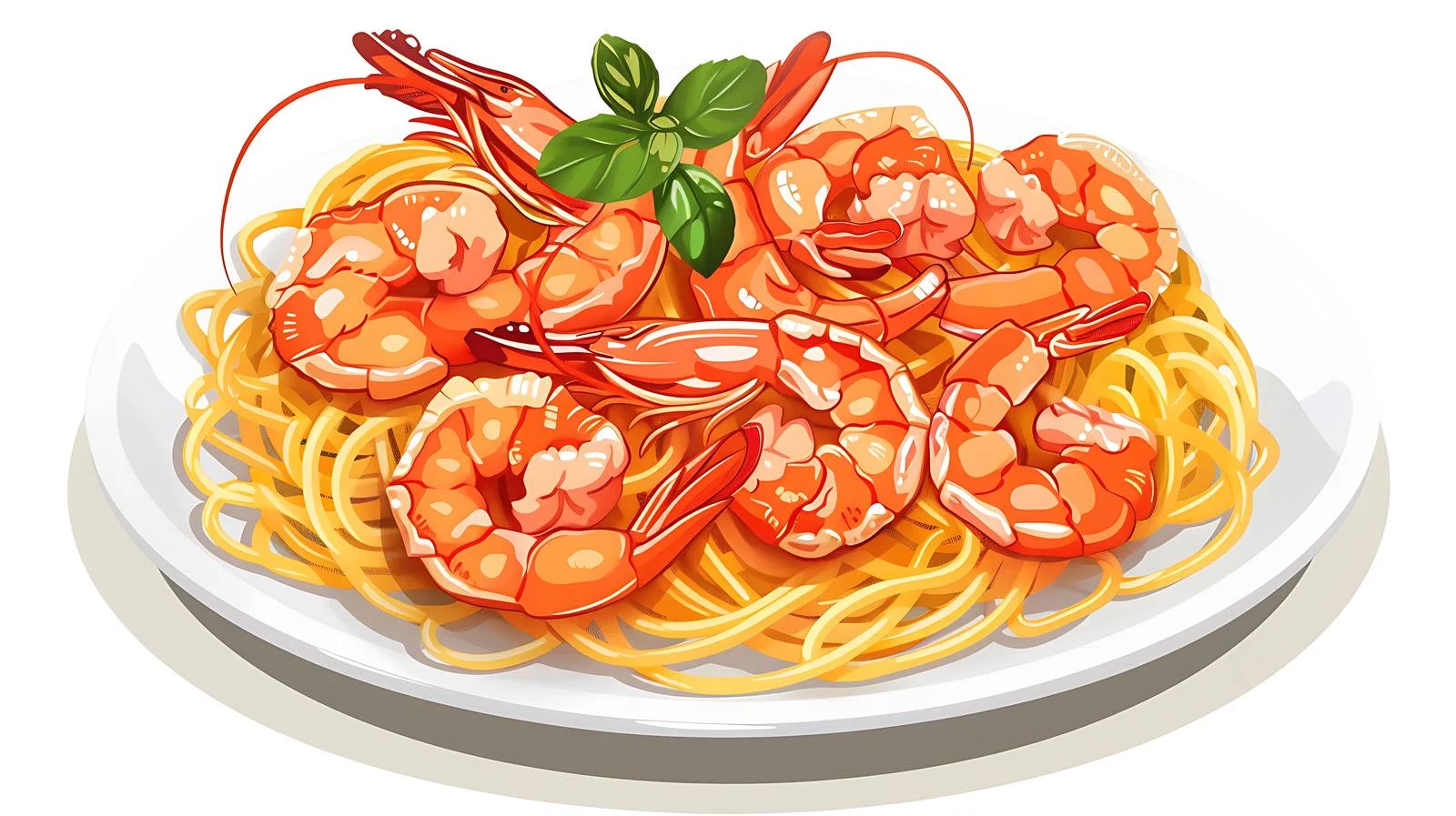 Delicious Prawn Pasta on White Background – free prawn image from Dotvec