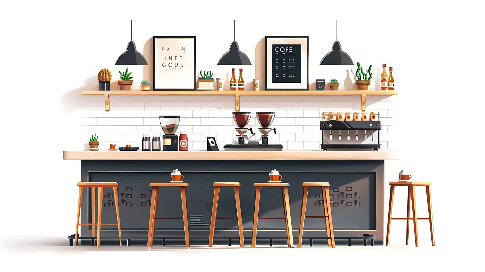 Modern Coffee Shop Close-up Illustration — free download from Dotvec