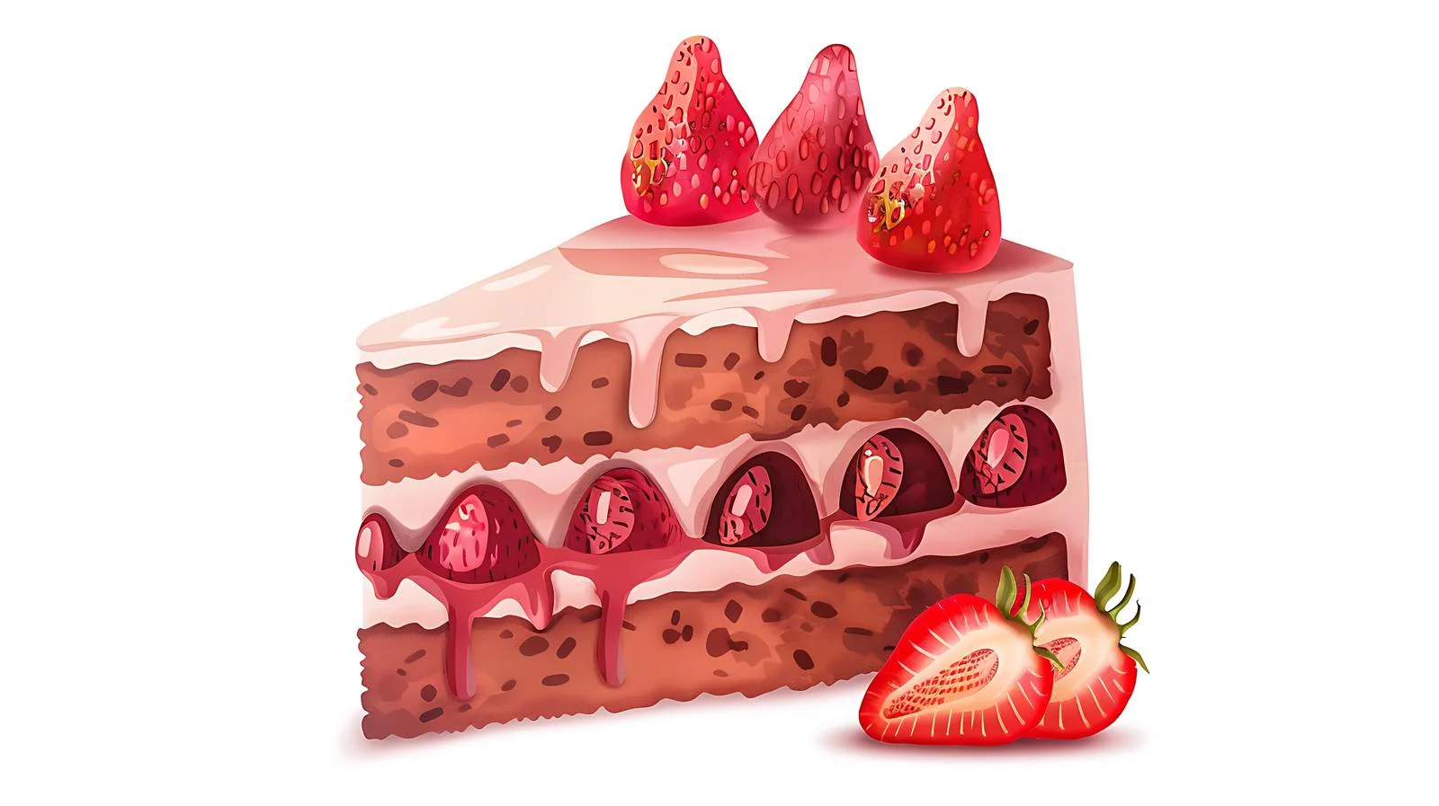 Delicious Strawberry Cake Illustration — free download from Dotvec