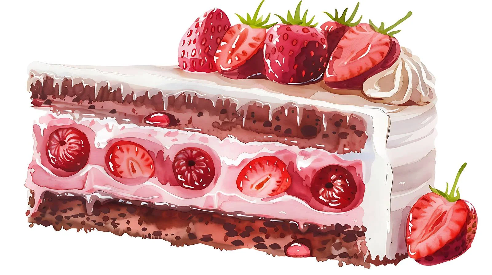 Exquisite Strawberry Cake on White Background — free download from Dotvec