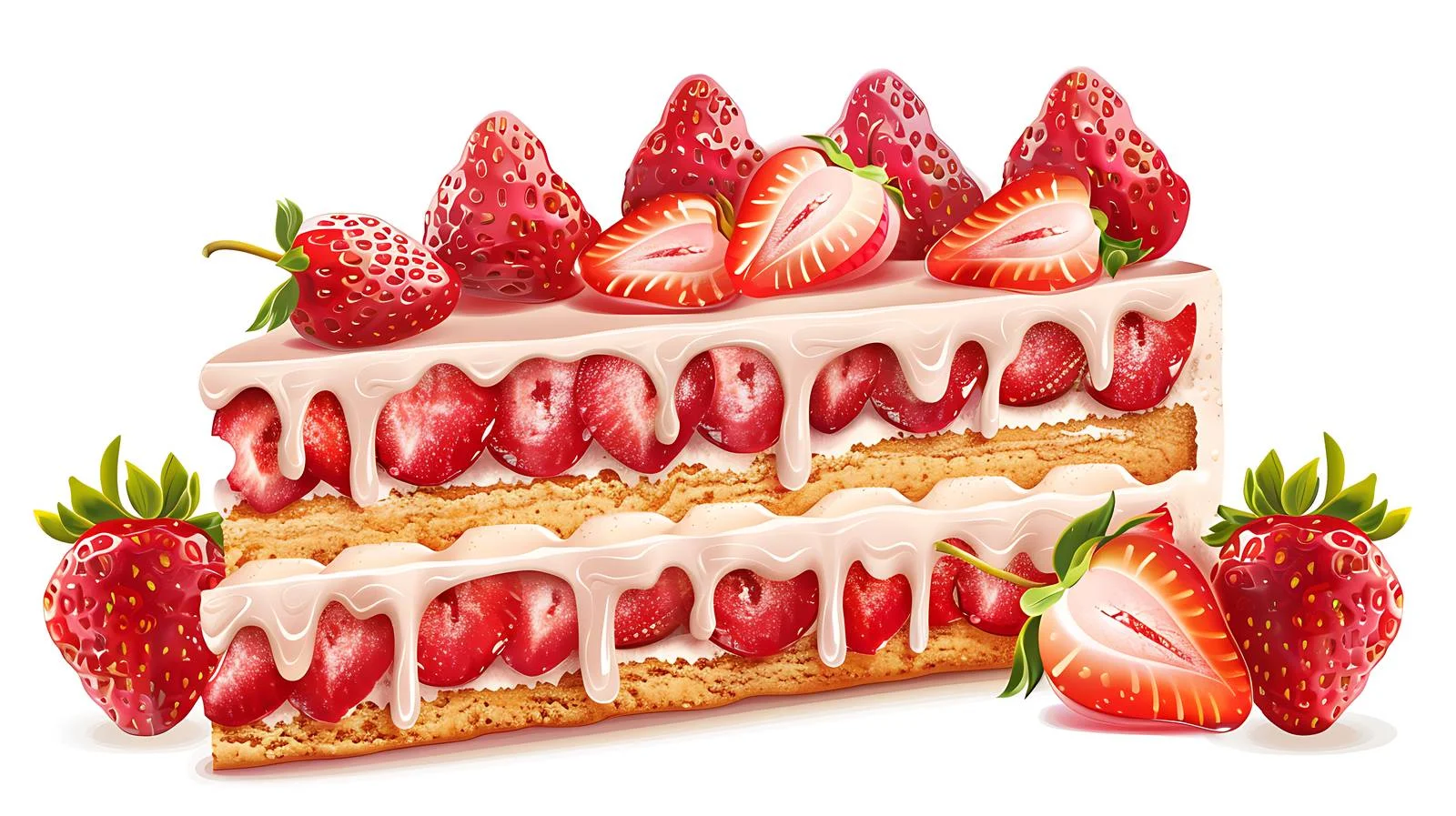 Exquisite Strawberry Cake on White Background — free download from Dotvec