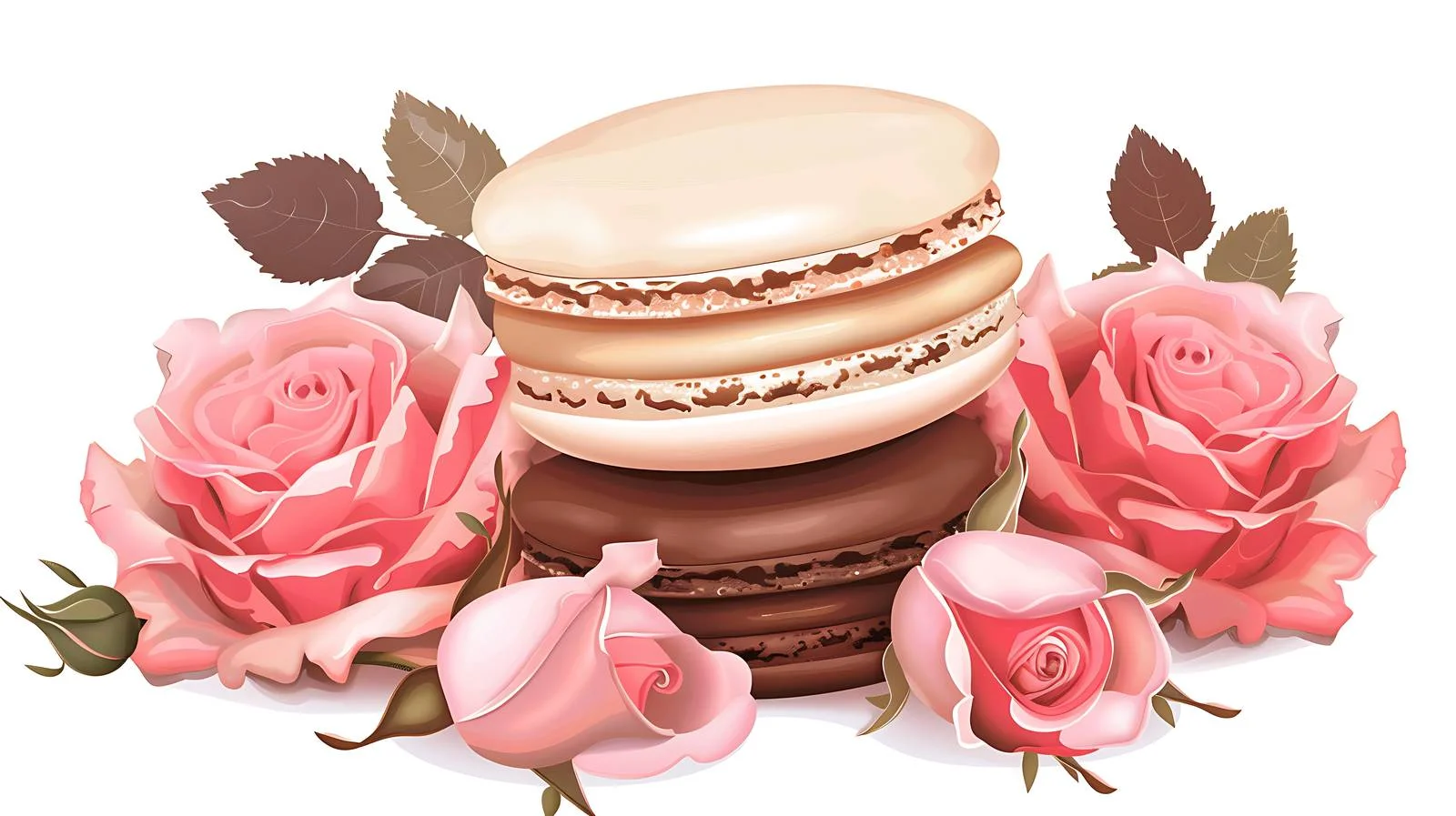 Elegant Macaroon and Roses Illustration — free download from Dotvec