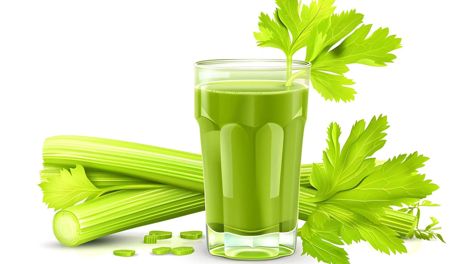 Fresh Celery Juice on White Background — free download from Dotvec