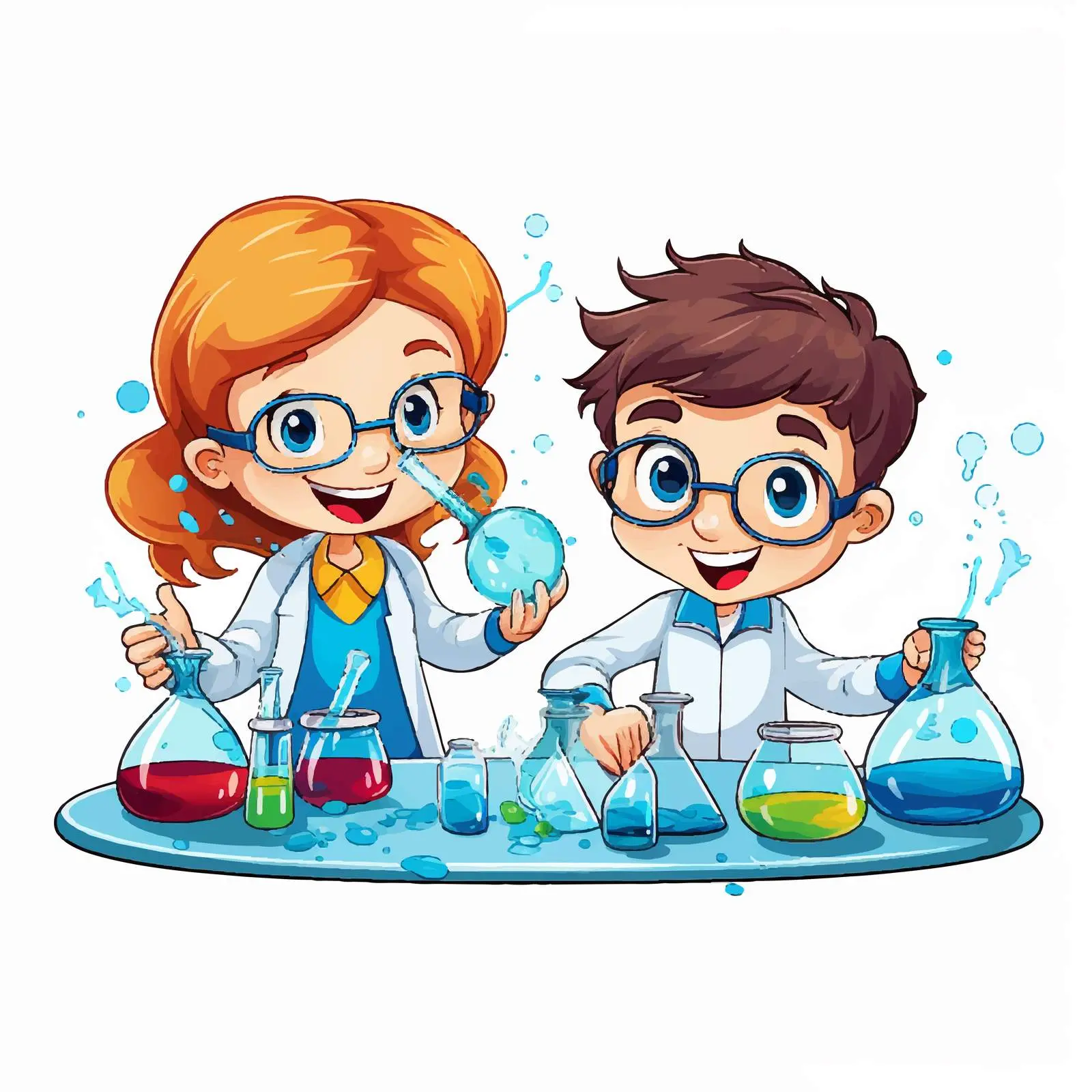 Children Engaged in Science Activities Illustration — free download from Dotvec