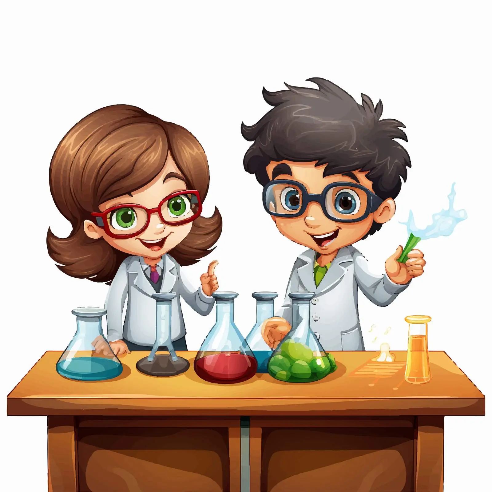 Children Engaged in Science Activities Vector Illustration — free download from Dotvec
