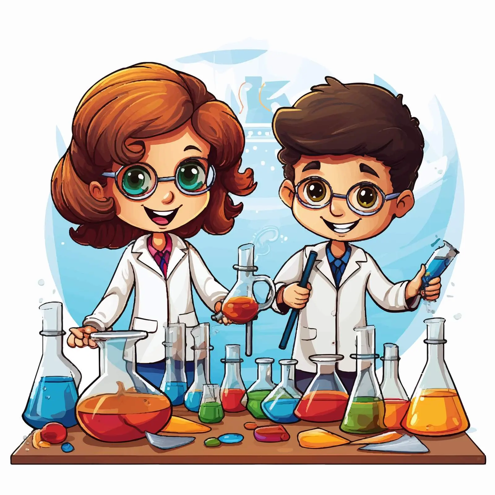 Children Engaged in Science Experiment Illustration – free learning process image from Dotvec