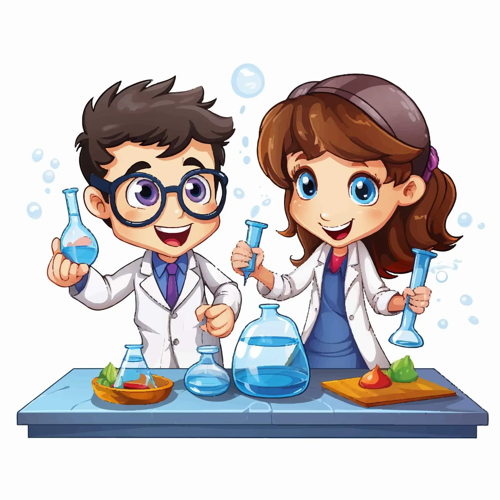 Children Engaged in Science Experiment Vector Illustration — free download from Dotvec