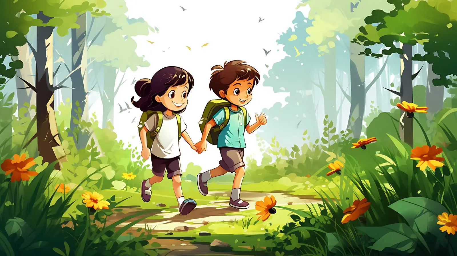 Children Exploring Nature Illustration — free download from Dotvec