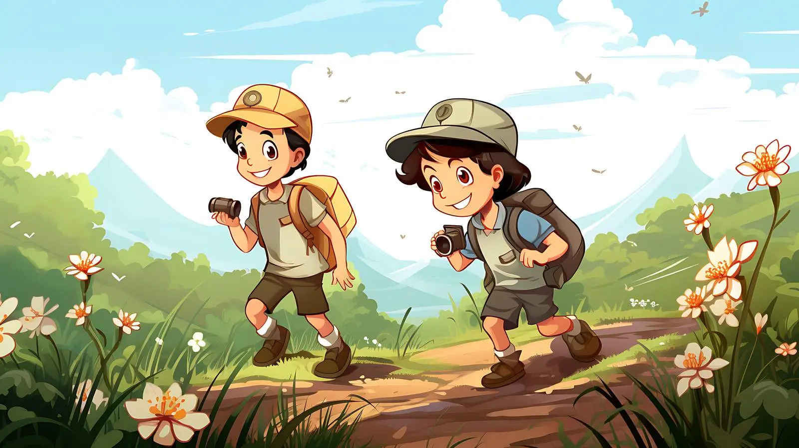 Children Exploring Nature Illustration — free download from Dotvec