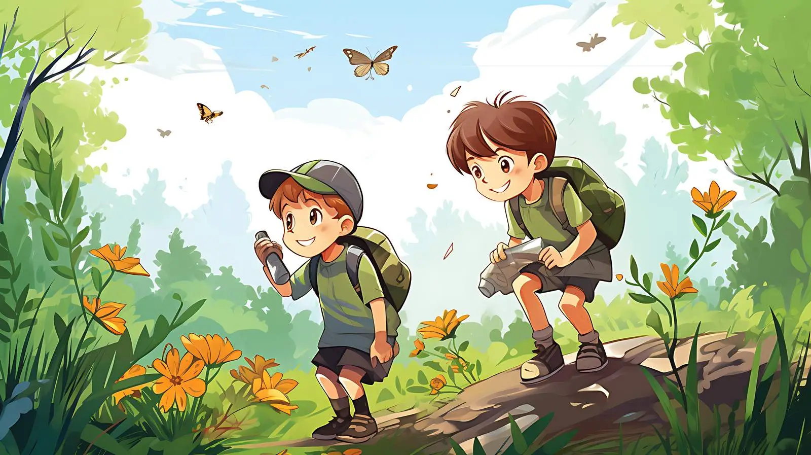 Kids Exploring Nature Vector Illustration — free download from Dotvec