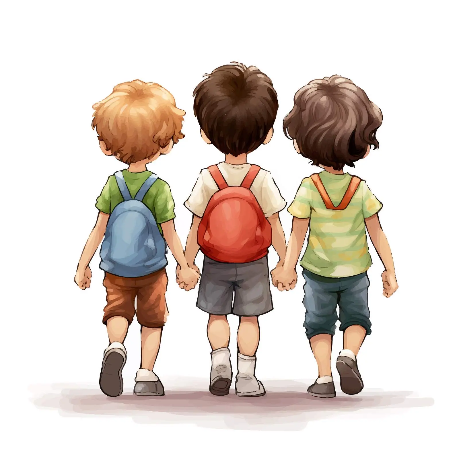 Three Kids Back View Vector Illustration — free download from Dotvec
