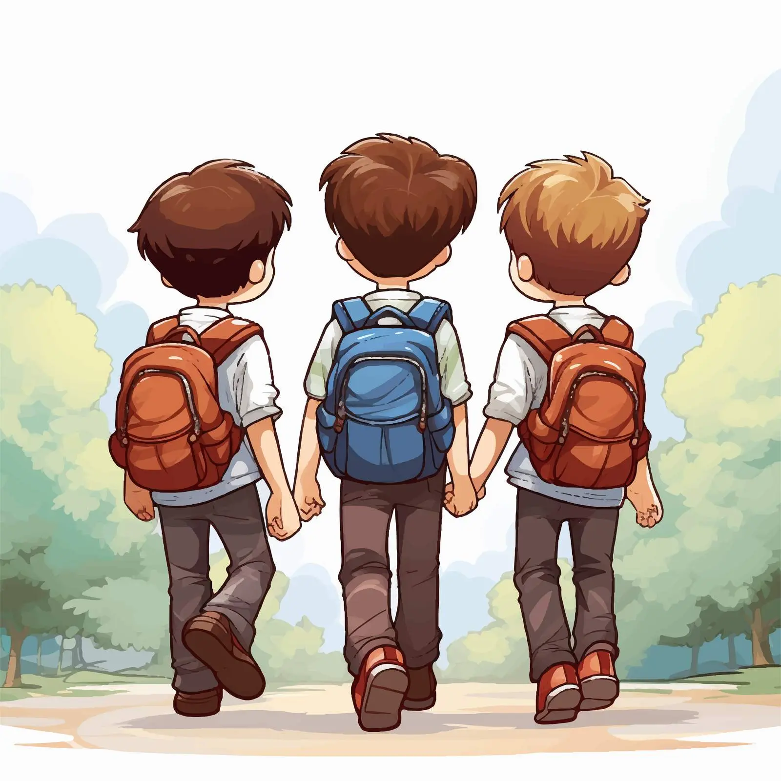 Three Kids from Behind in Cartoon Style — free download from Dotvec