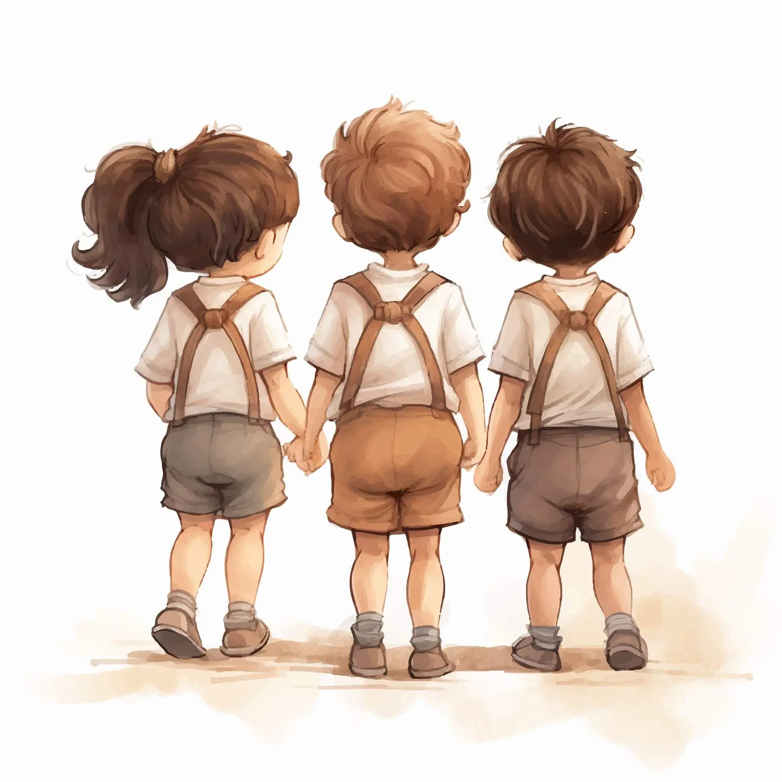Three Kids from Behind Cartoon Illustration — free download from Dotvec