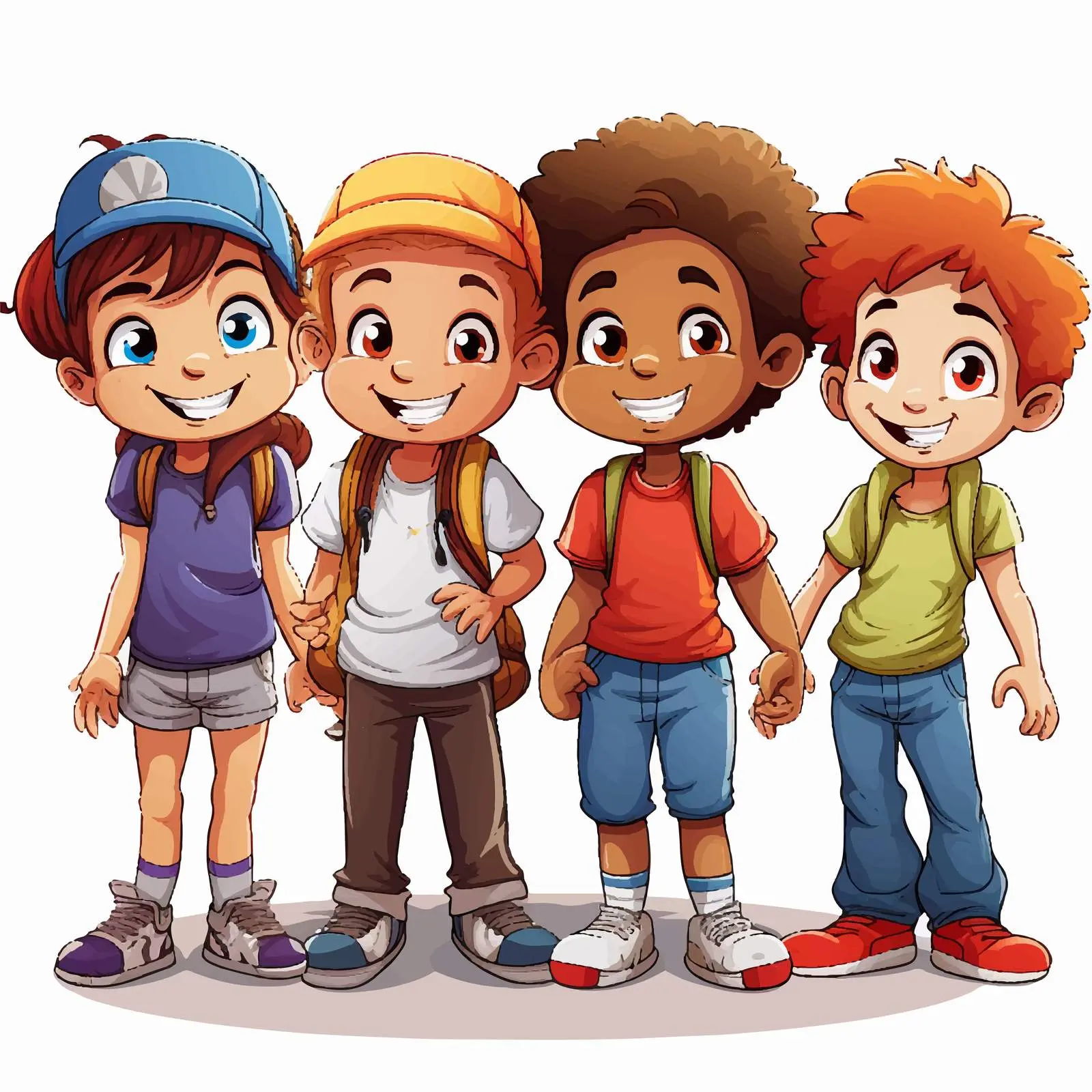 Four Friends Cartoon Vector Illustration – free friend group image from Dotvec