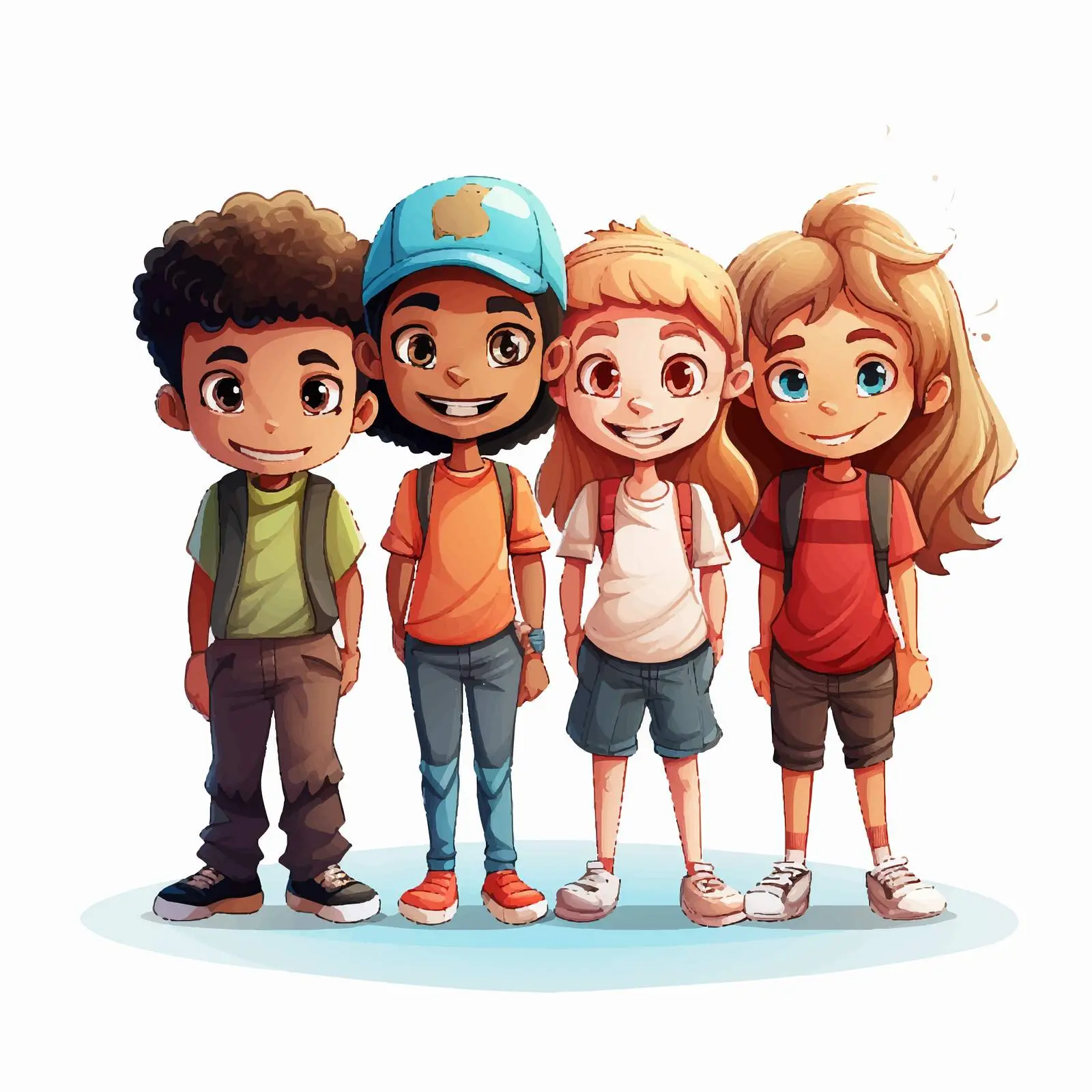Four Friends Vector Illustration in Cartoon Style – free friend group image from Dotvec