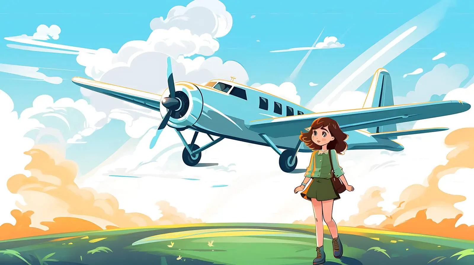 Aerial Adventure with Girl Illustration — free download from Dotvec