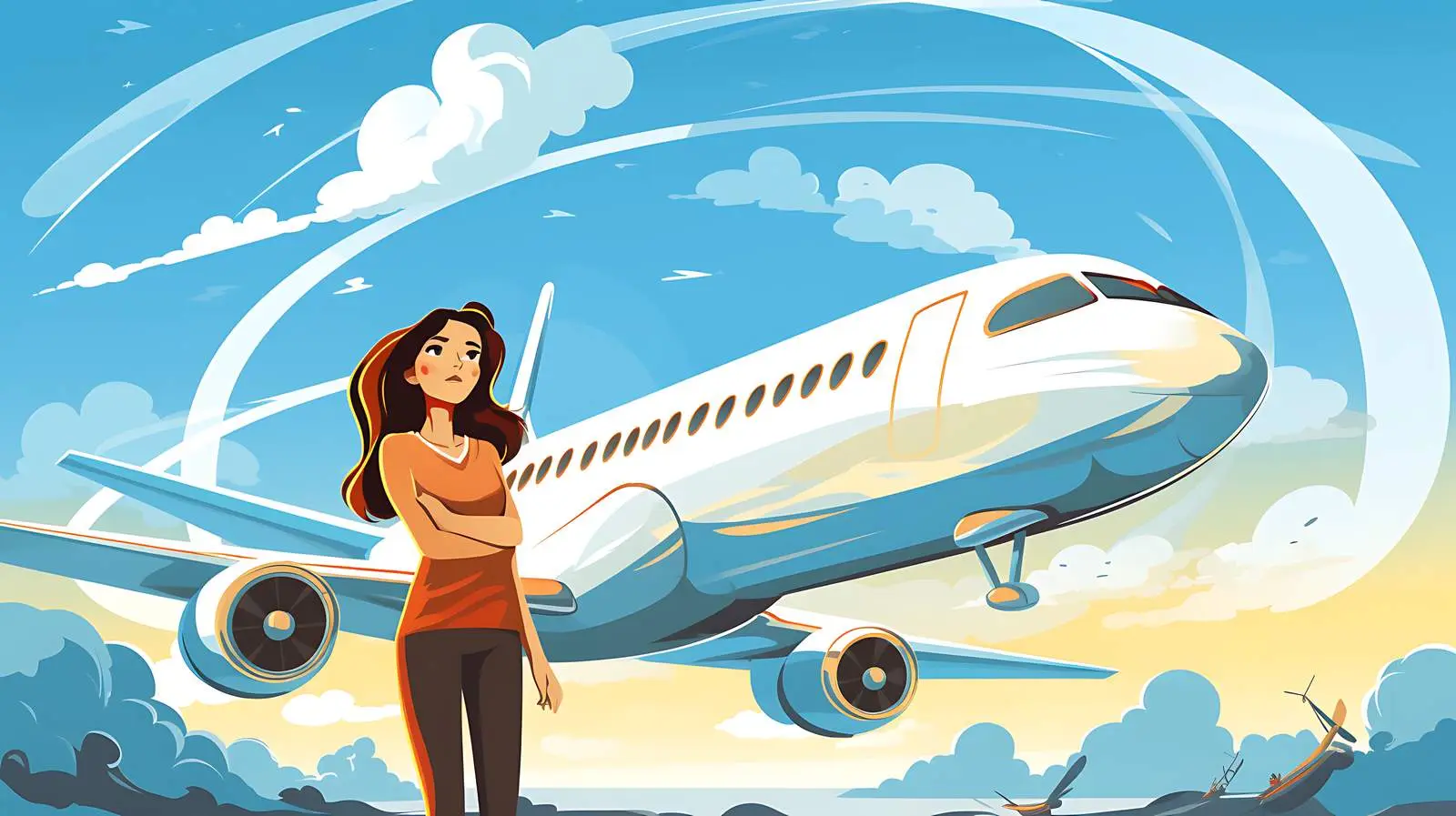 Aerial Adventure Scene with Girl — free download from Dotvec