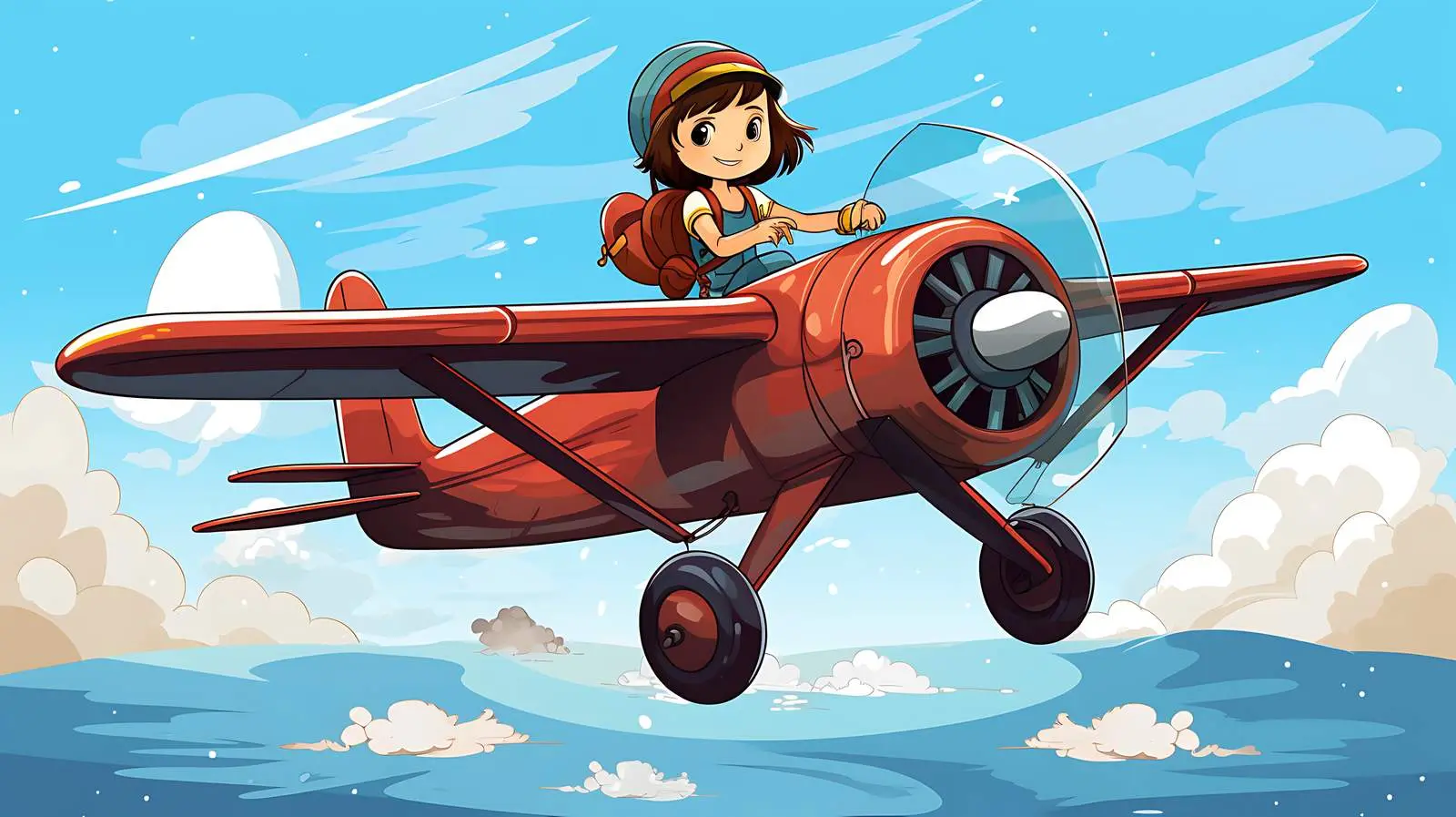 Airplane and Girl Illustration — free download from Dotvec