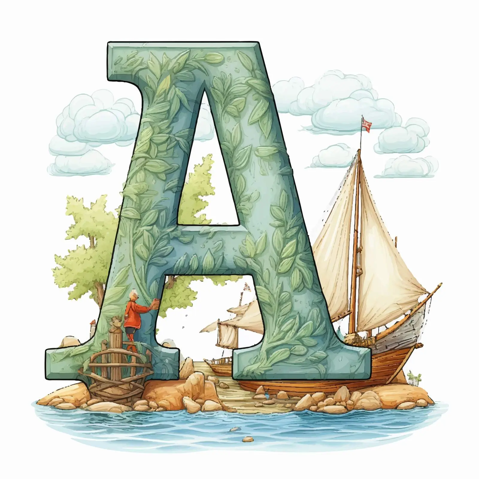 Cartoon Alphabet Illustration on White Background — free download from Dotvec