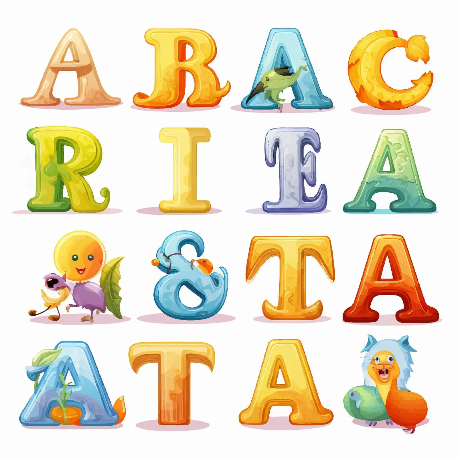 Colorful Alphabet Illustration on White Background — free download from Dotvec