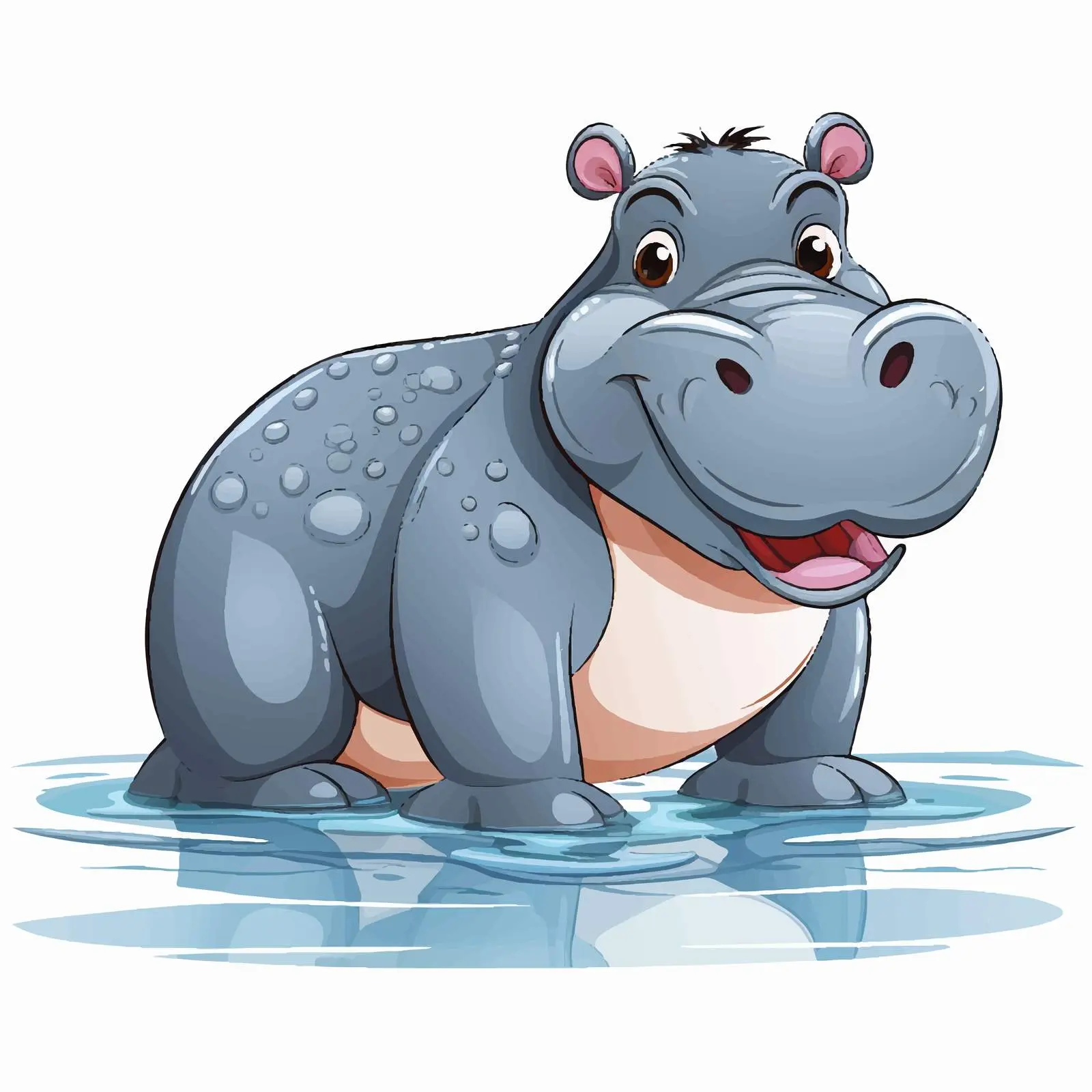 Animated Hippo Cartoon Vector Illustration — free download from Dotvec