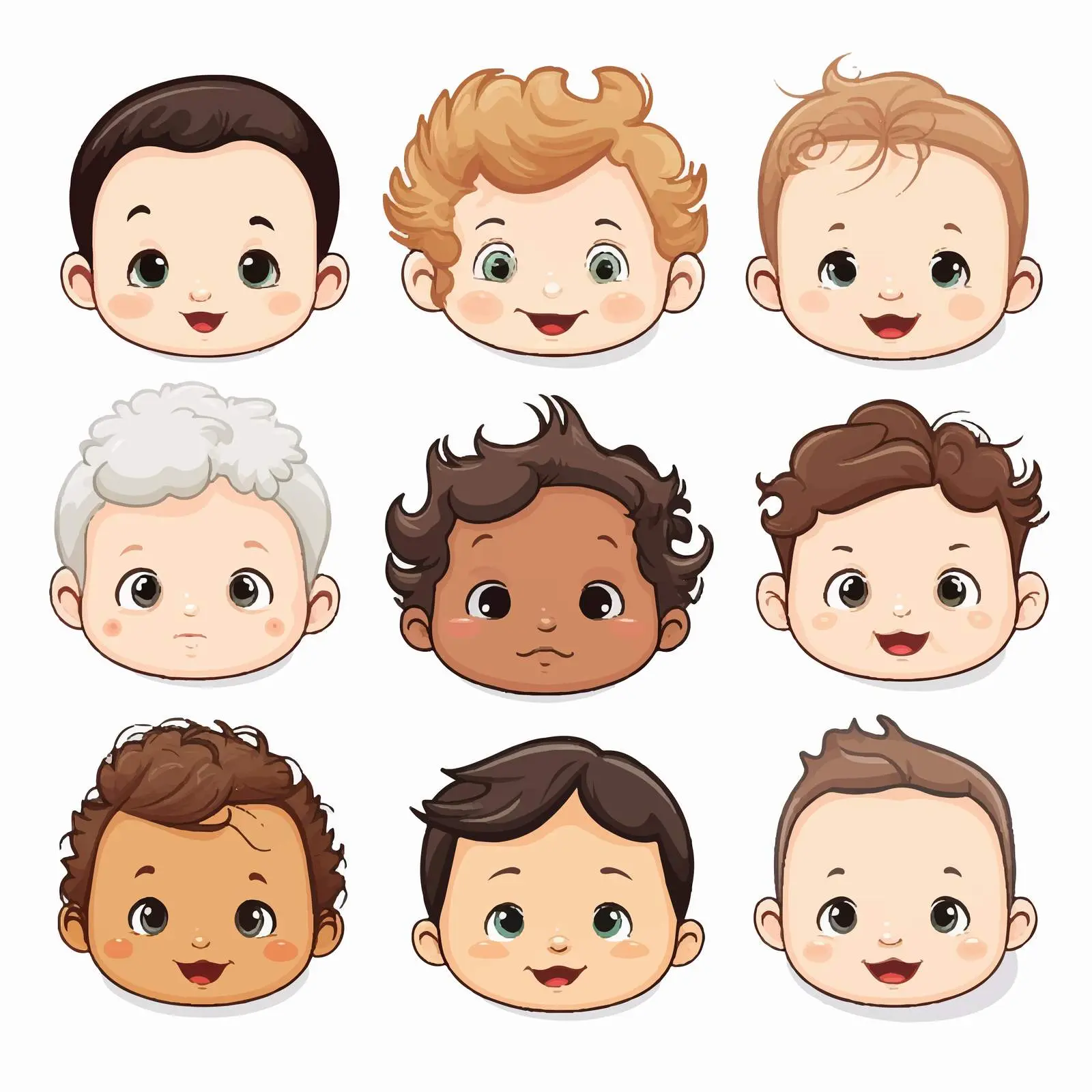 Cute Baby Faces Vector Illustration on White Background — free download from Dotvec