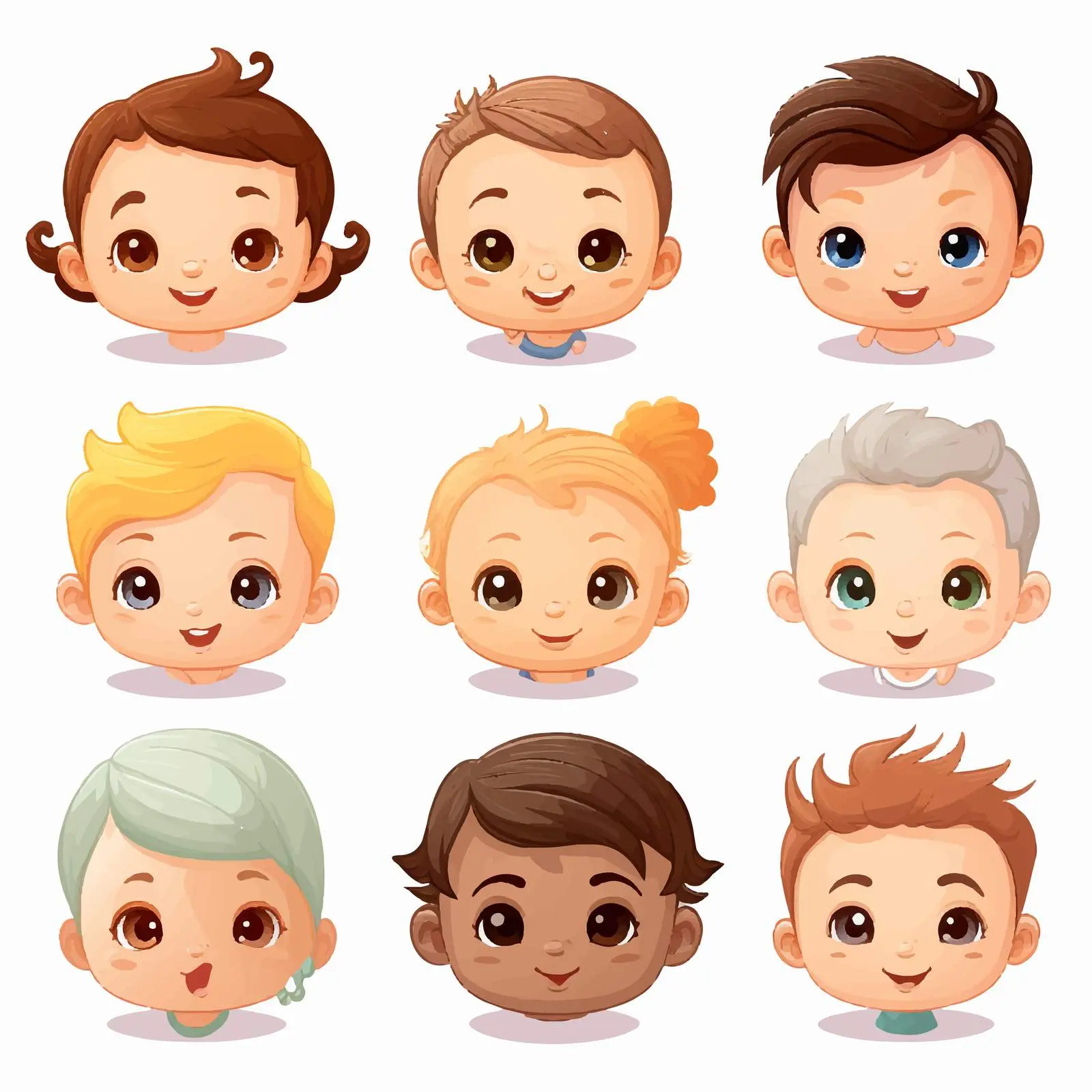 Baby Faces Illustration on White Background — free download from Dotvec