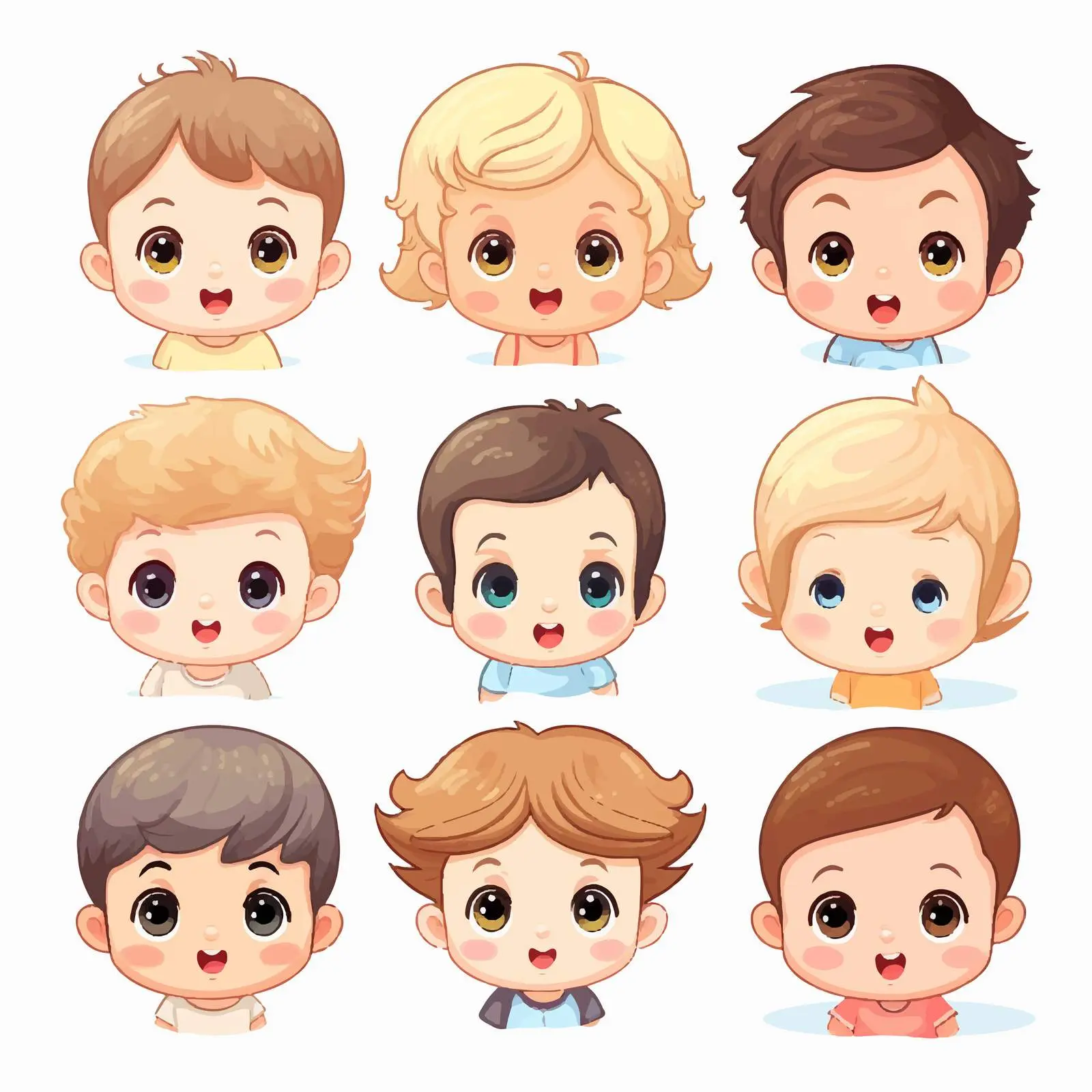 Cute Baby Faces Vector on White Background — free download from Dotvec