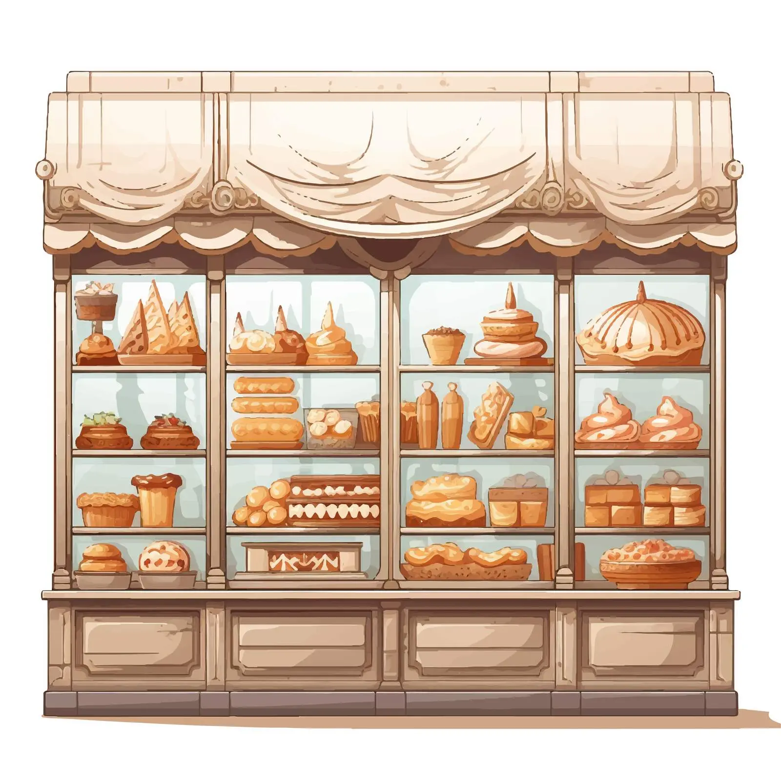 Charming Bakery Shop Illustration with Glass Windows — free download from Dotvec