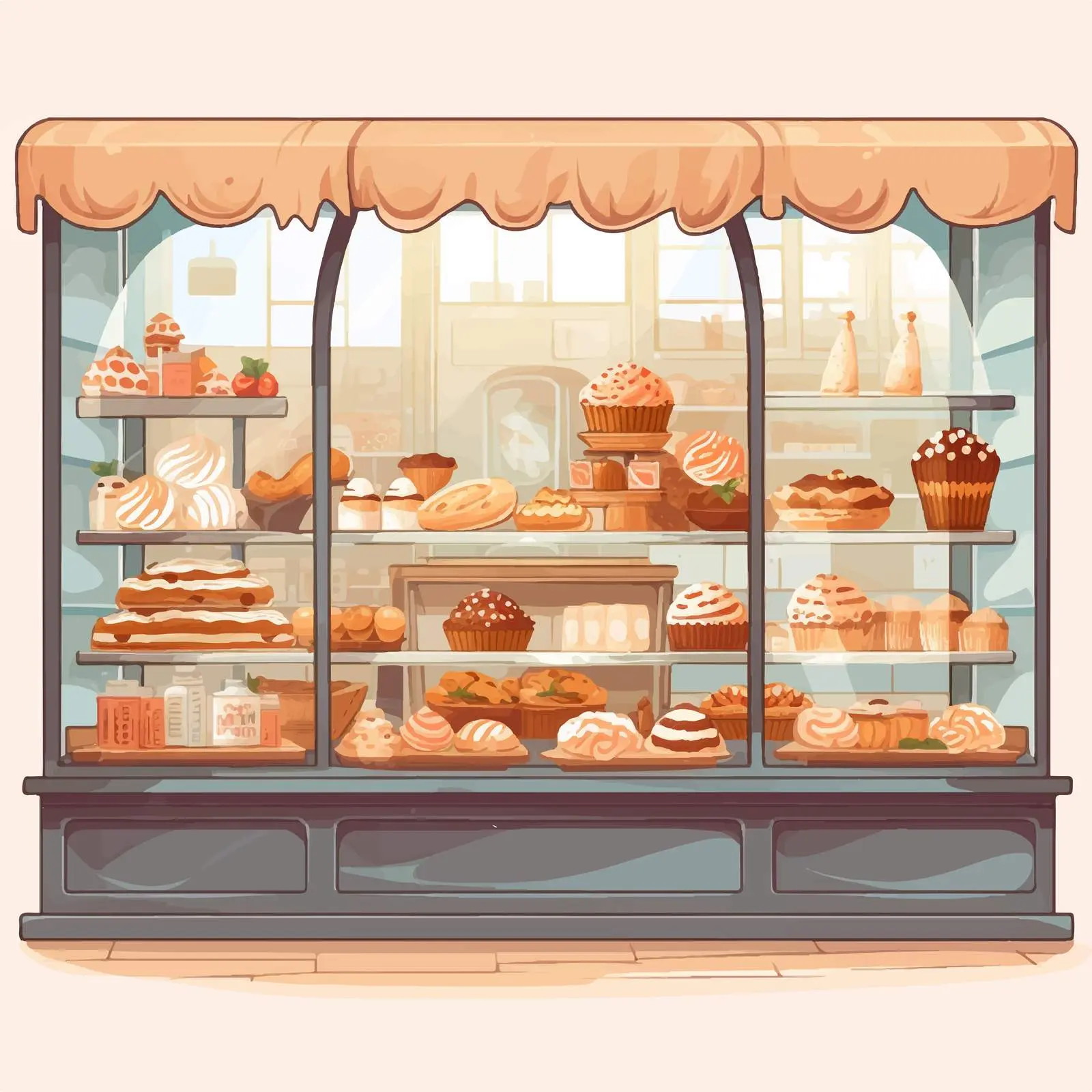 Charming Bakery Shop Illustration with Glass Windows — free download from Dotvec