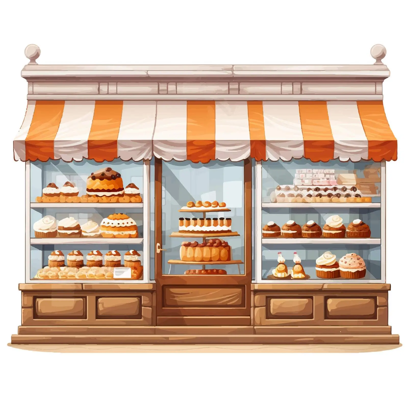 Charming Bakery Shop Illustration with Glass Windows — free download from Dotvec