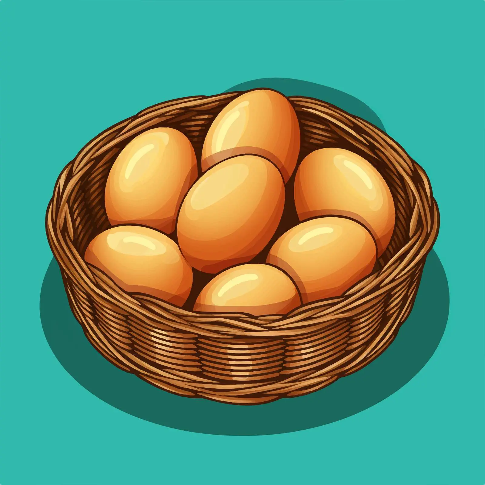Basket with Six Eggs Illustration — free download from Dotvec