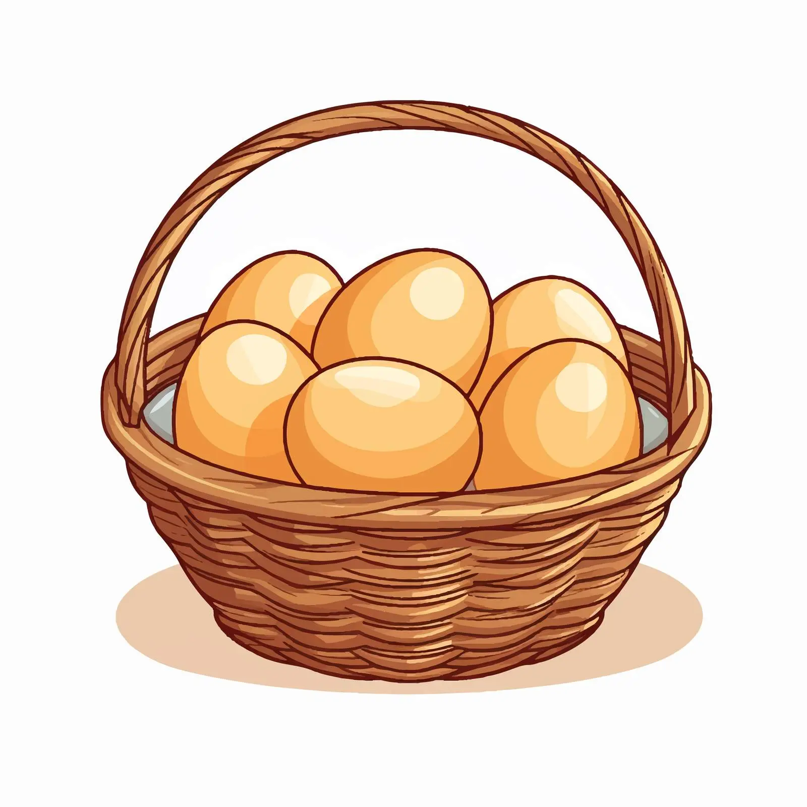 Basket with Six Eggs on White Background — free download from Dotvec