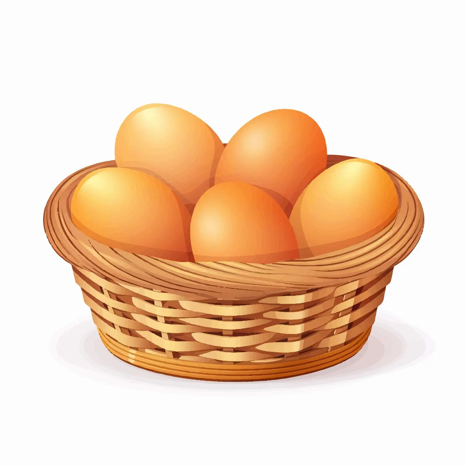 Basket with Six Eggs on White Background — free download from Dotvec