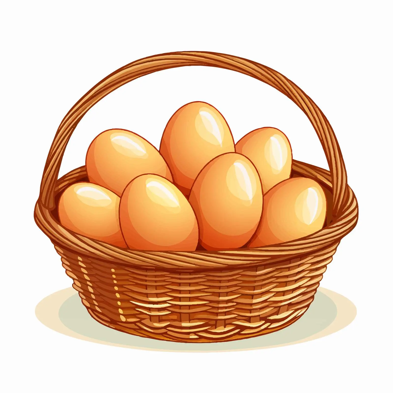 Basket with Six Eggs on White Background — free download from Dotvec