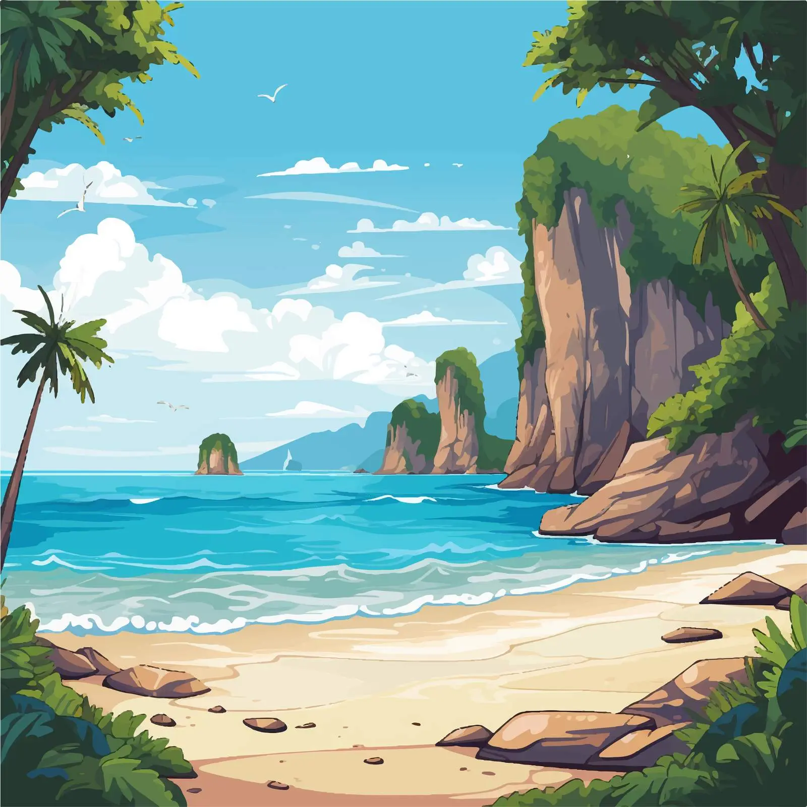Cartoon Beach Illustration of Thailand – free stocks image from Dotvec