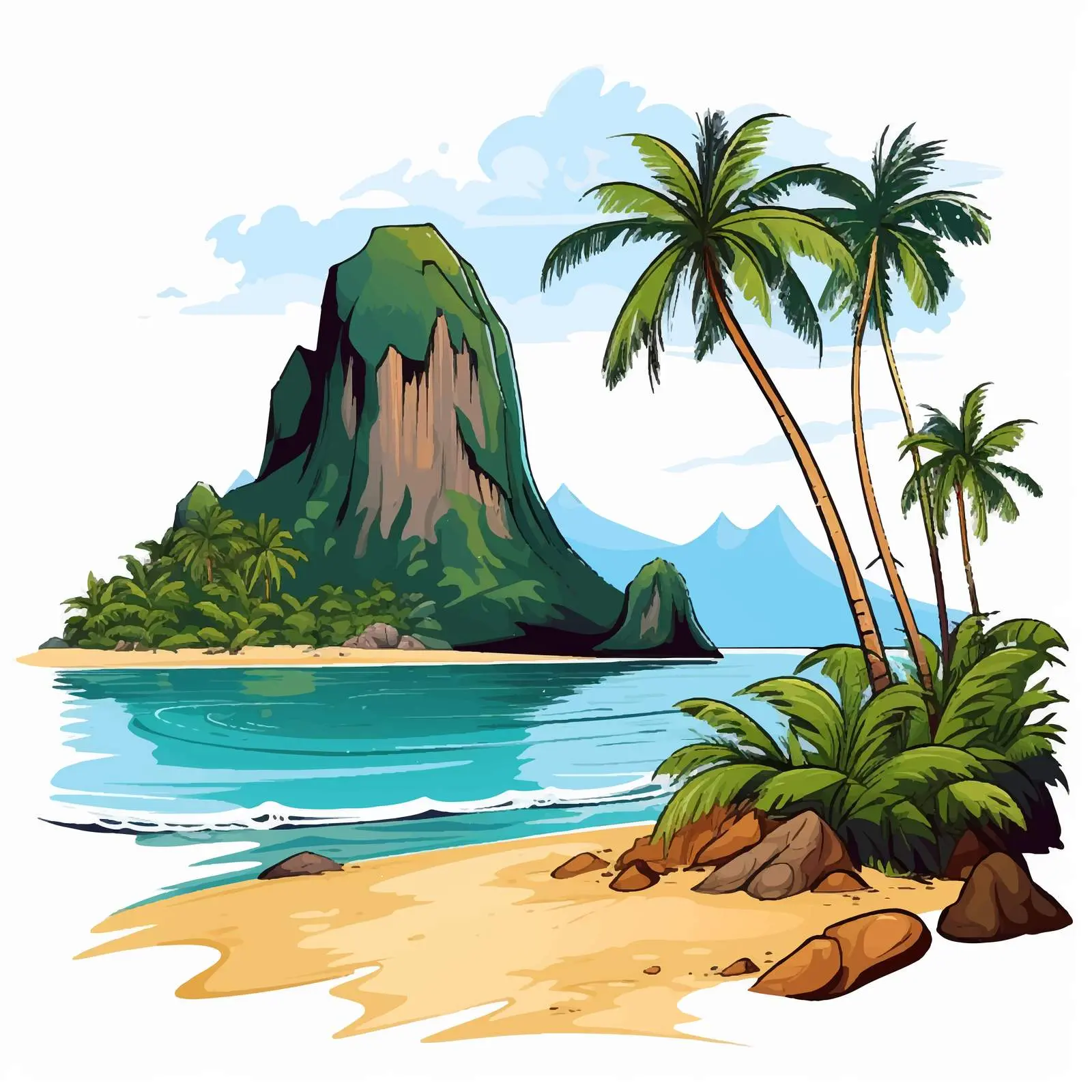 Cartoon Vector Illustration of Thailand Beach — free download from Dotvec