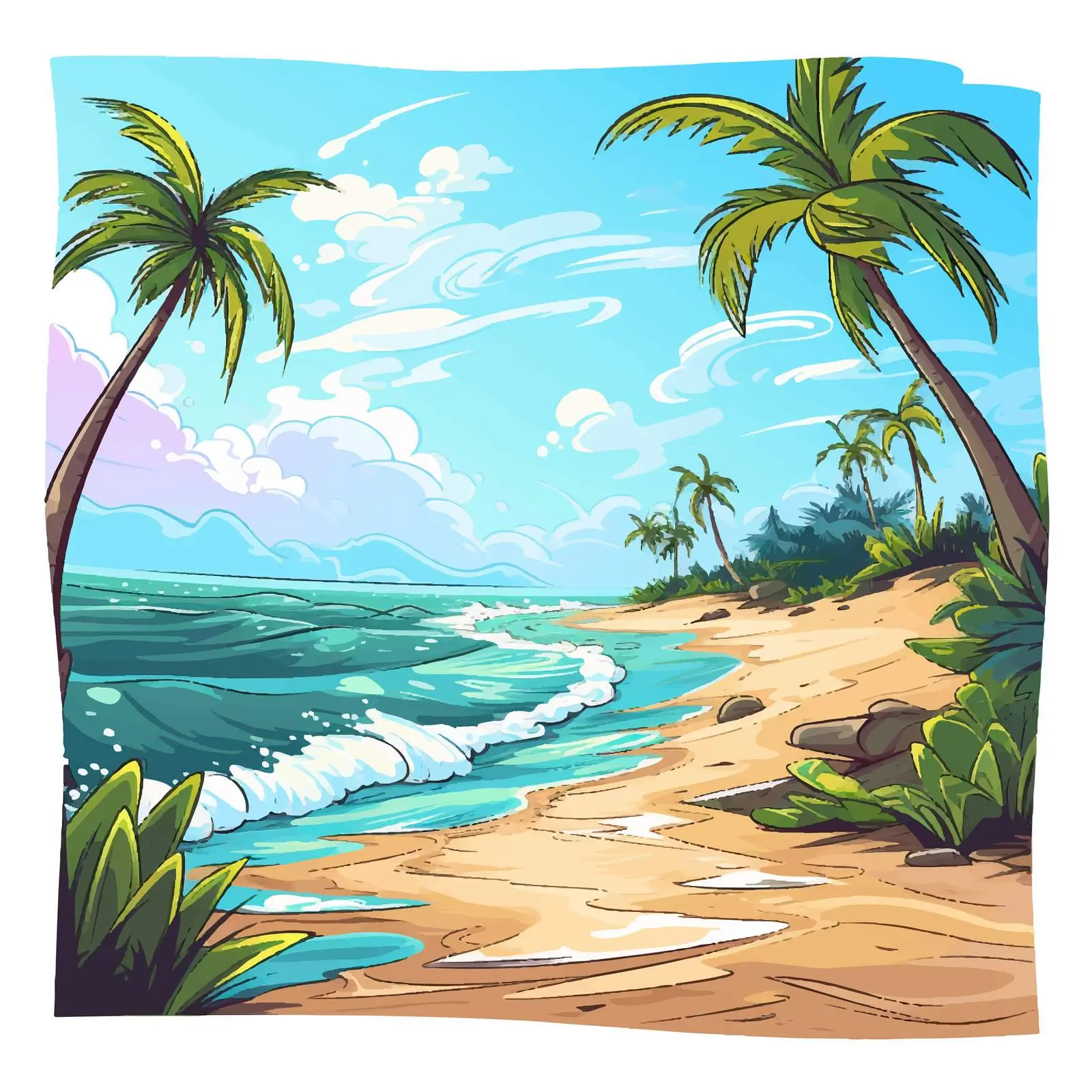 Summer Beach Vector Illustration — free download from Dotvec