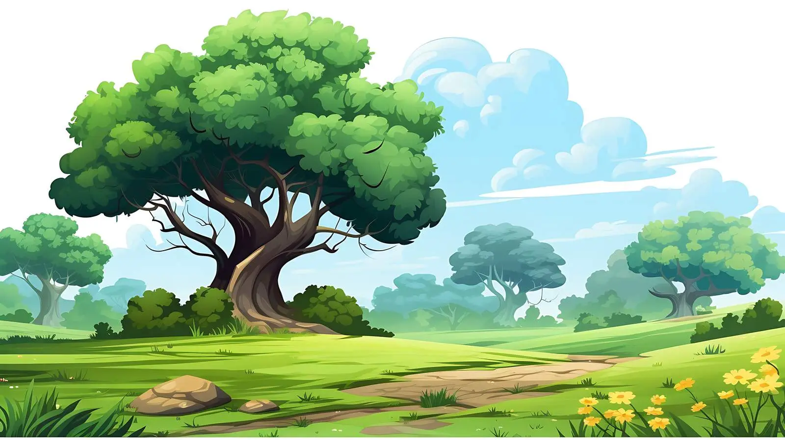 Tranquil Landscape Tree Illustration — free download from Dotvec