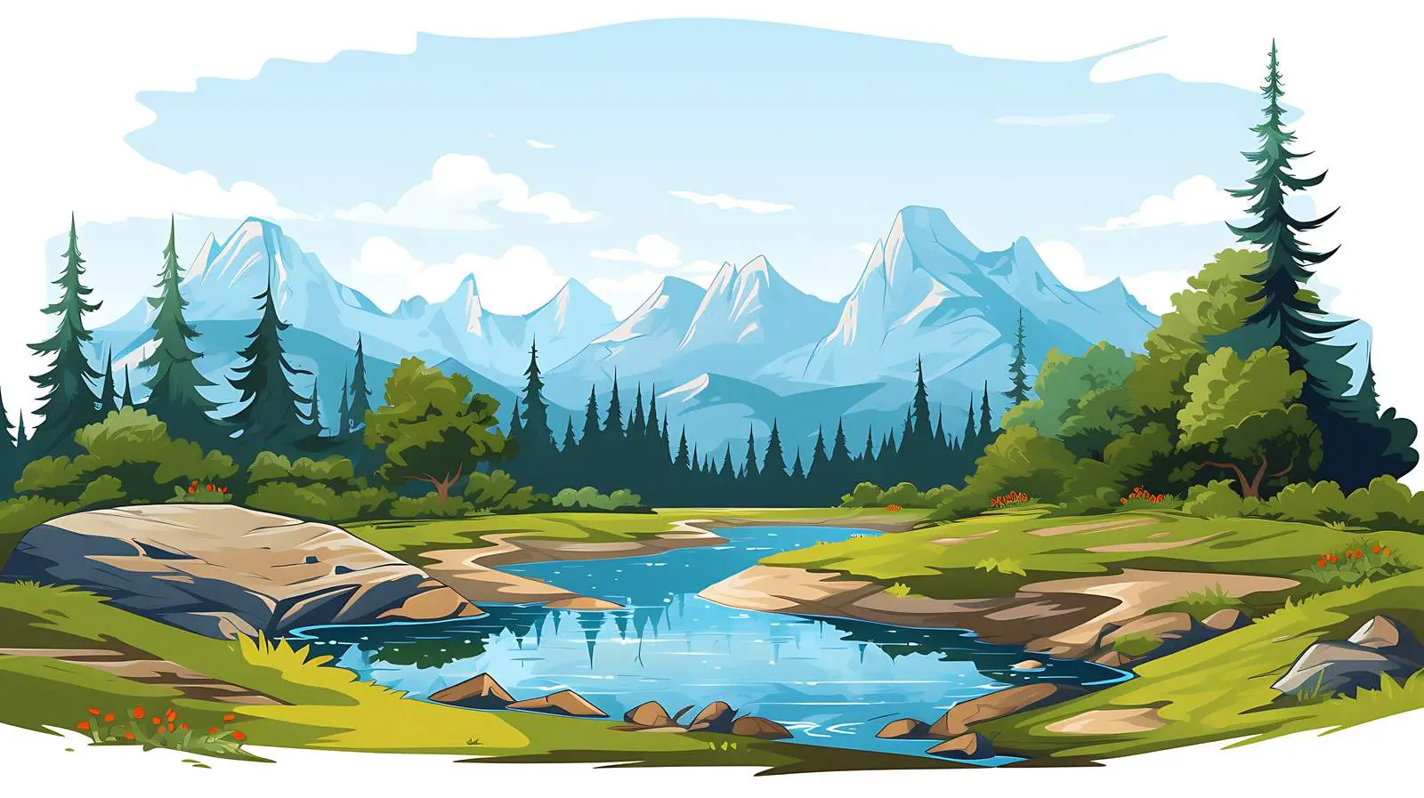 Serene Nature Landscape Illustration — free download from Dotvec