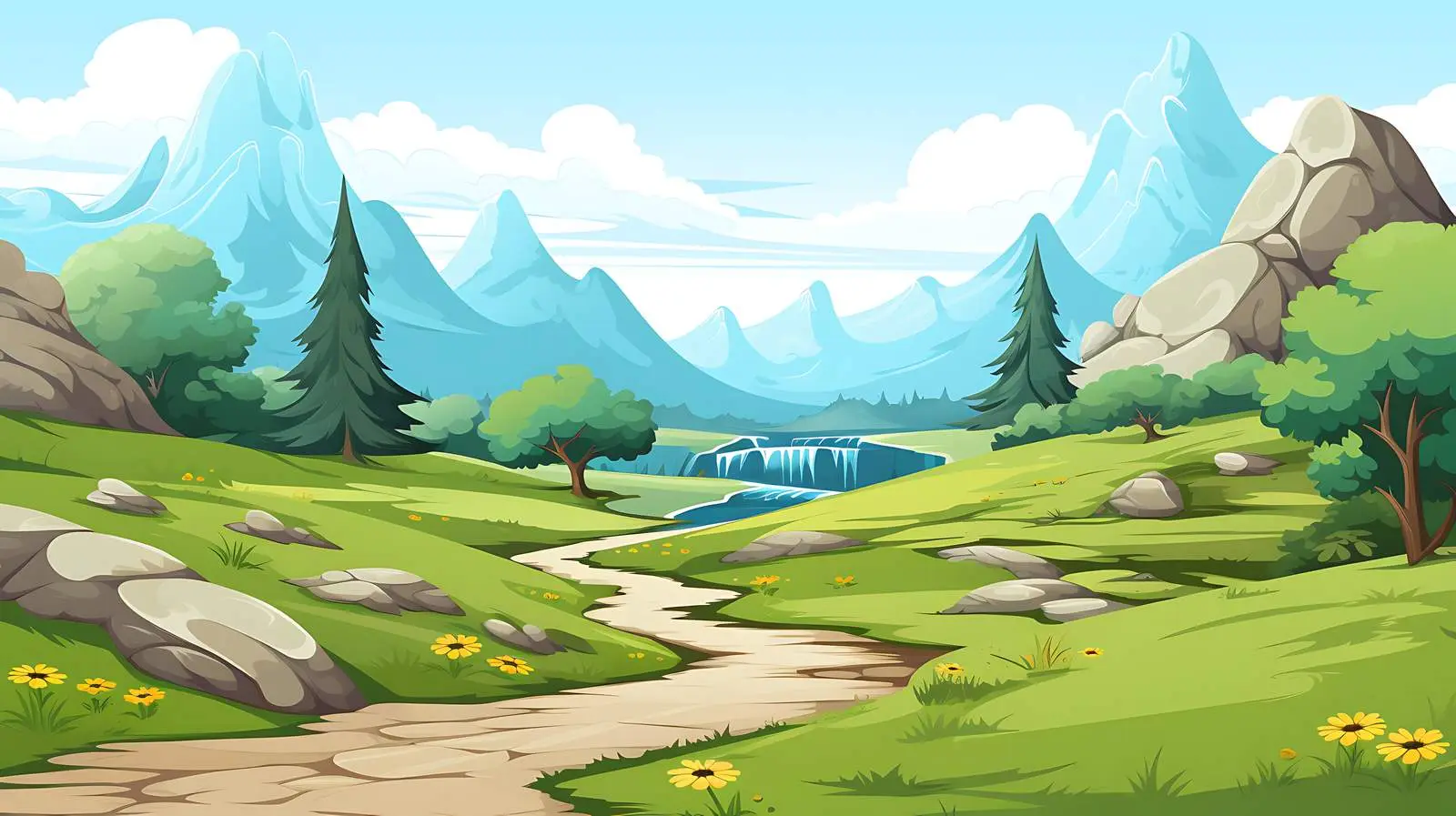 Serene Nature Landscape Illustration — free download from Dotvec