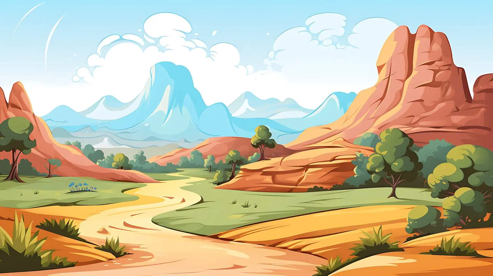 Serene Nature Landscape Illustration — free download from Dotvec