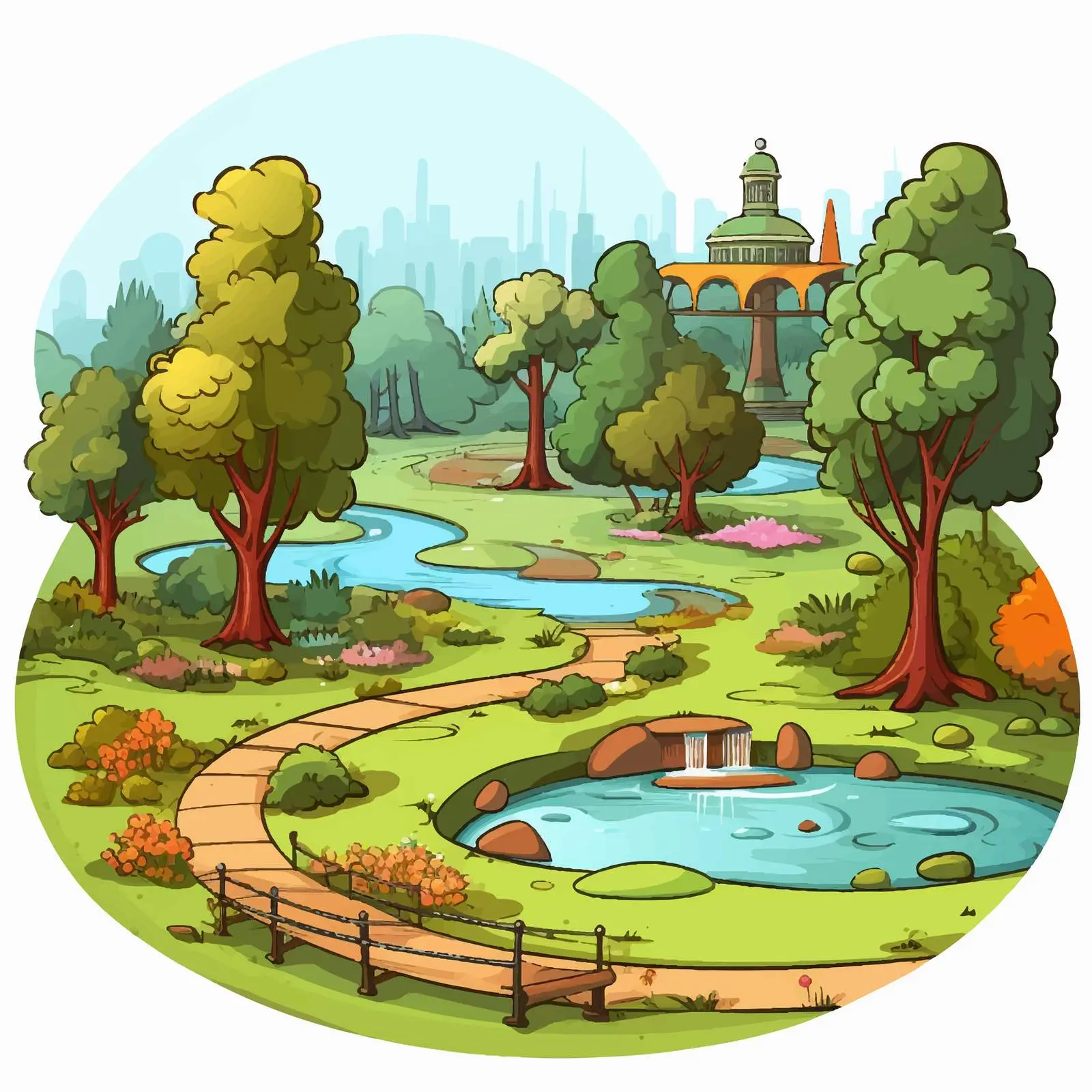 Beautiful Park Vector Illustration — free download from Dotvec
