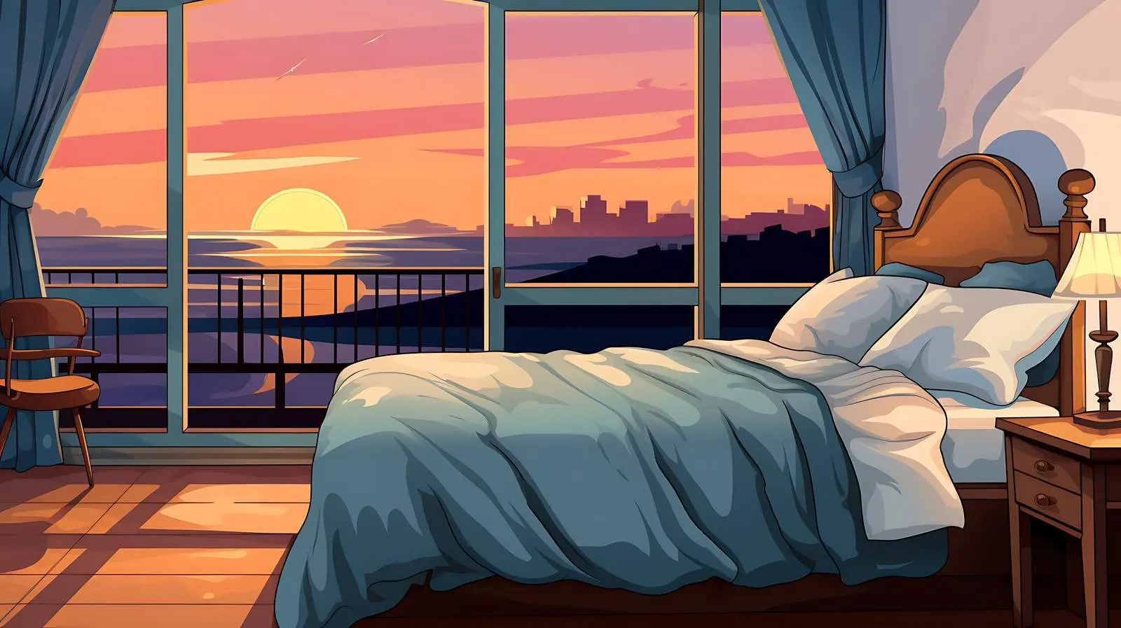 Bedroom with a View Vector Illustration — free download from Dotvec