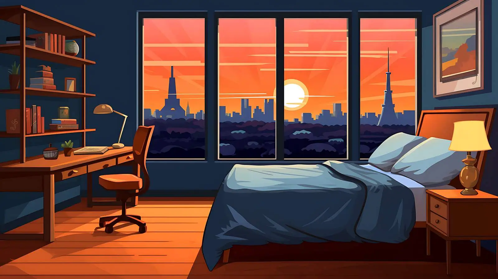 Serenity in Bedroom View Vector Illustration — free download from Dotvec