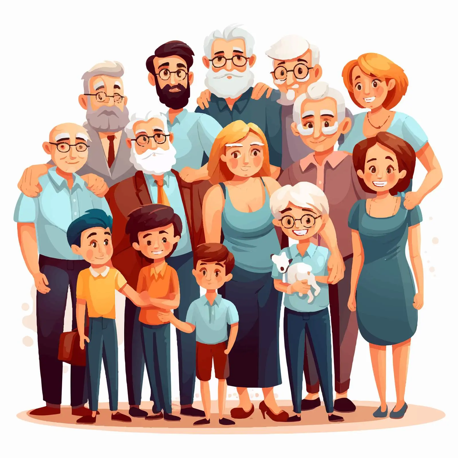 Extended Family Illustration on White Background – free big family image from Dotvec