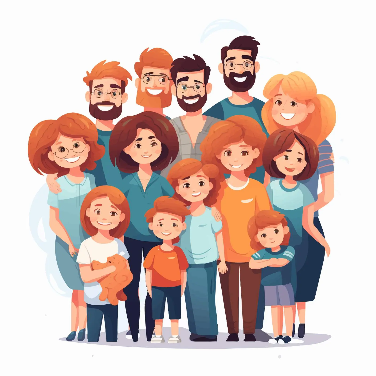 Extended Family Illustration on White Background — free download from Dotvec