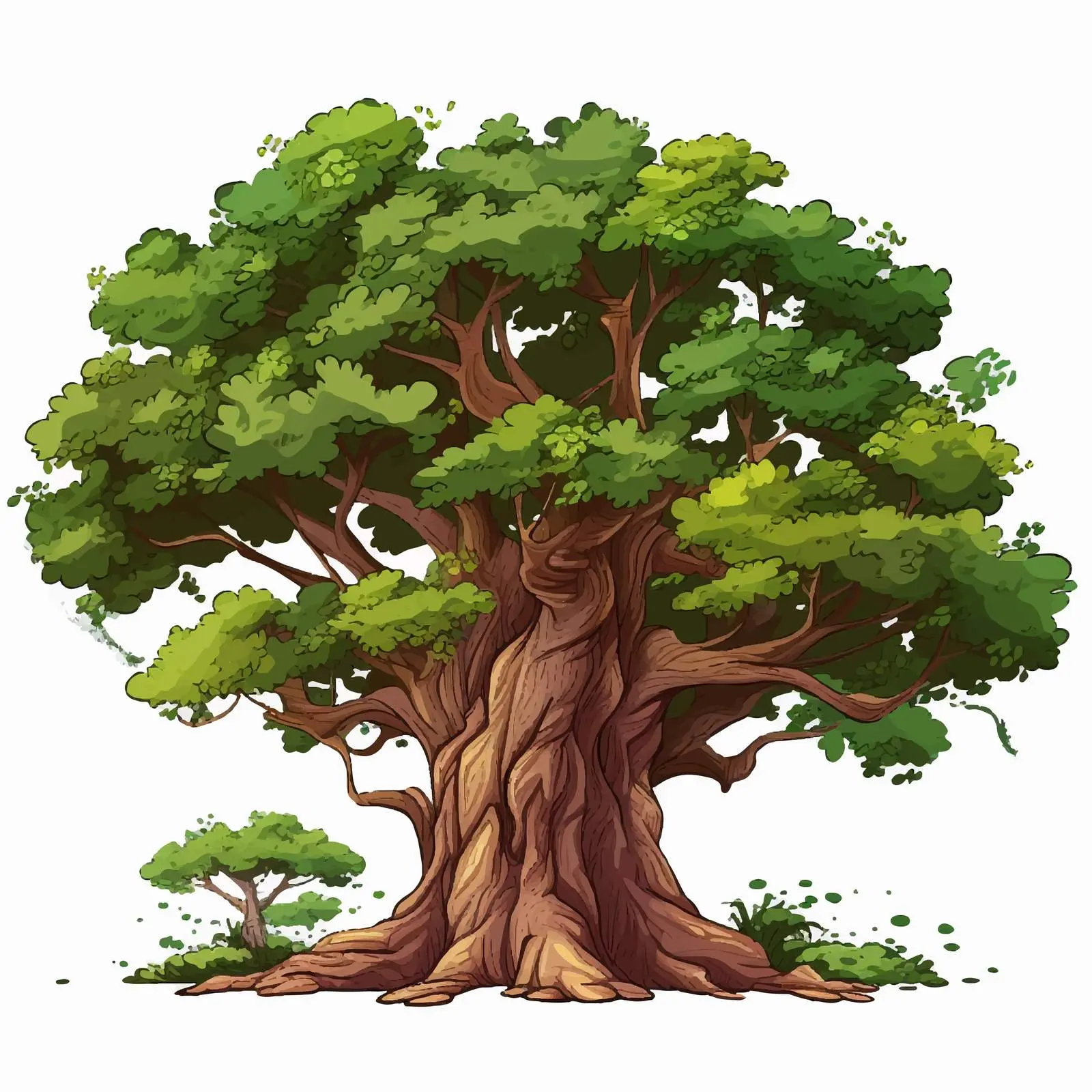 Big Old Tree Illustration on White Background — free download from Dotvec