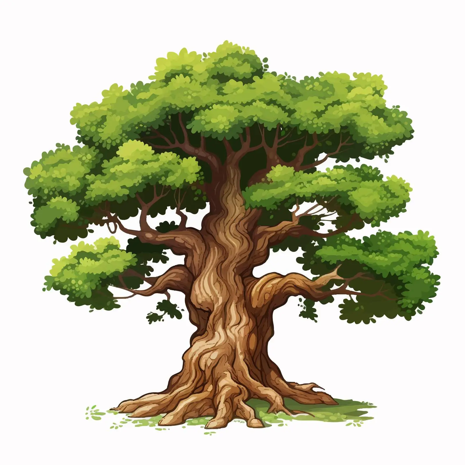 Big Old Tree Illustration on White Background – free tree illustration image from Dotvec