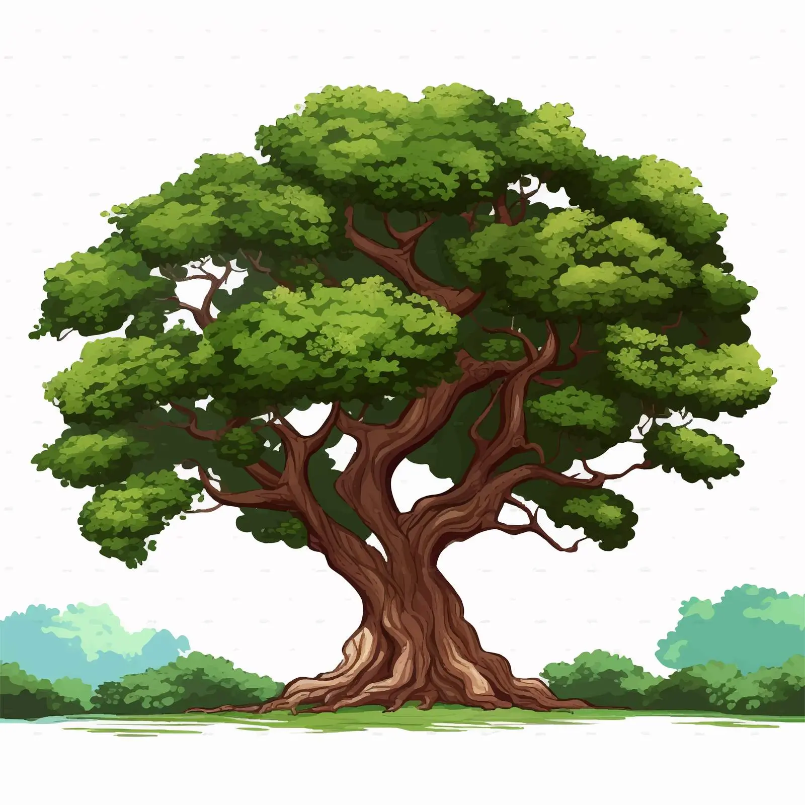 Big Old Tree Illustration on White Background — free download from Dotvec